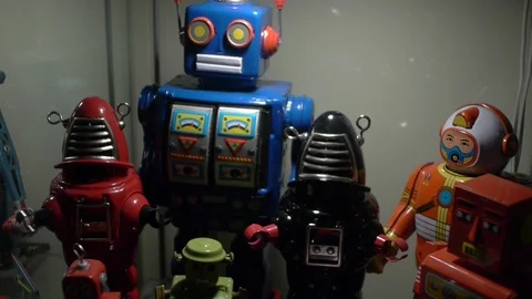 Tin Toys. Camera move right to left Stock Footage 86828675