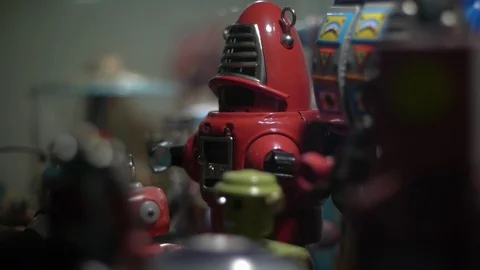 Tin Toys. Camera moves forward into focus Stock Footage 86828090