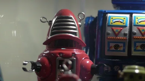 Tin Toys. Tilt up with focus pull Stock Footage 86828190