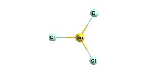 Tin trichloride molecular structure isolated on white. 3d illustration Stock Illustration