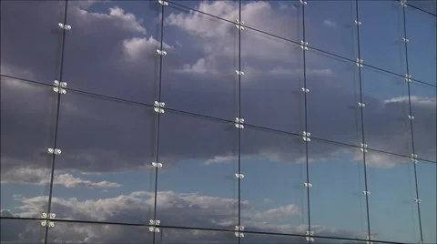 Tine lapse, clouds reflected in building window. 1080p. N093 32x.mp4 Stock Footage 43066926