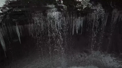 Tinker Falls Waterfall Pan Up Stock Footage