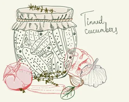 Tinned cucumbers Stock Illustration