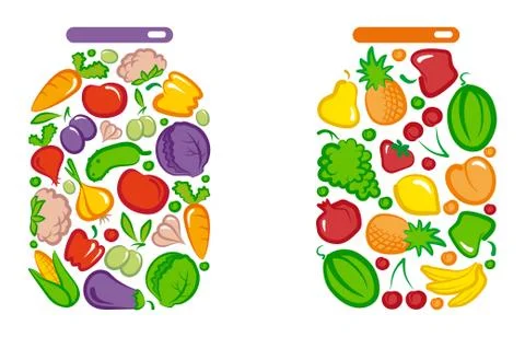 Tinned vegetables and fruit Stock Illustration