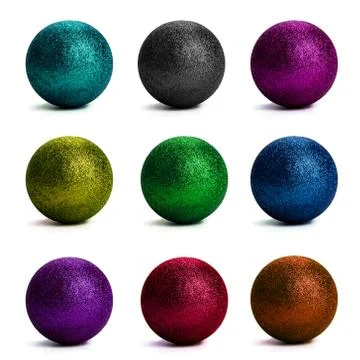 Tinsel balls set Stock Photos