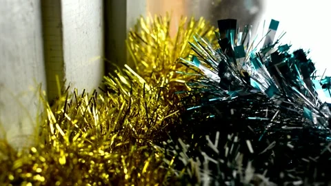 Tinsel on windowsill Video stock 302119947