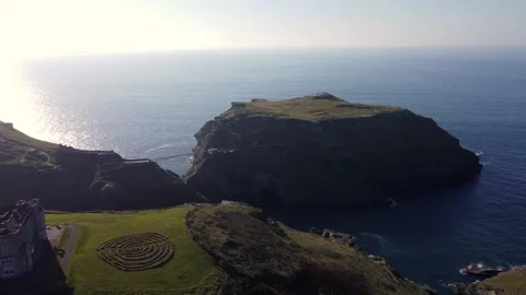 Tintagel Castle from the air Stock-Footage 262872891
