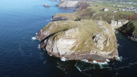 Tintagel Castle from the air Stock-Footage 262872930