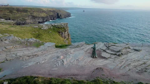 Tintagel Castle in Cornwall Stock Footage 305055240