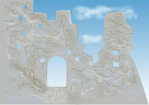 Tintagel Castle Stock Illustration