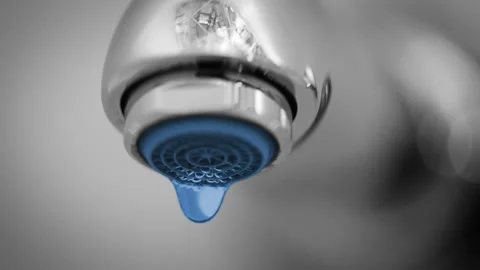 Tinted Drops from a Faucet. Seamless Loop Видео 106484936
