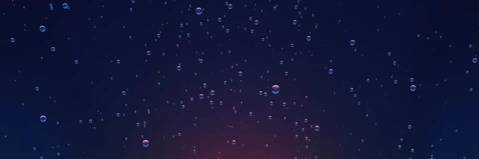 Tiny air bubbles under water with magical colorful light reflection banner .. Illustrazione stock