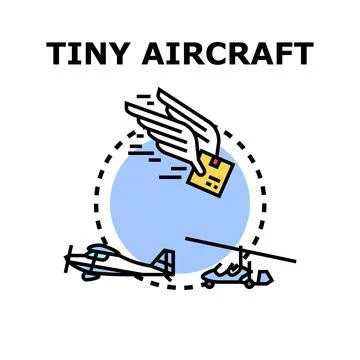 Tiny aircraft delivering fast package, air cargo service Stock Illustration