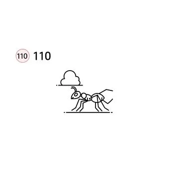 Tiny ant icon walking under cloud and speed limit sign with line art Stock Illustration