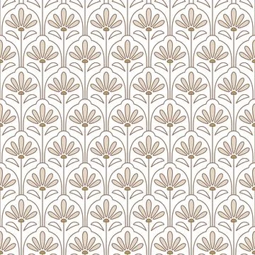 Tiny art deco daisy flowers scale festive geometric seamless pattern. Illustrazione stock