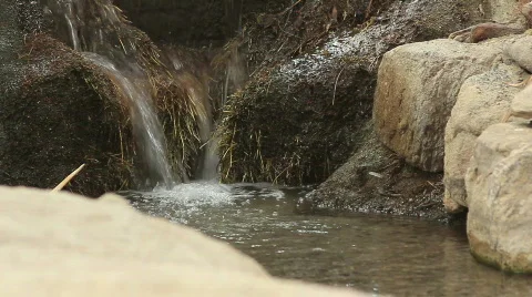 Tiny Babbling Waterfall Stream Spring Brook Stock-Footage 775844