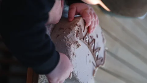 Tiny baby hands touching the cake.  Stock Footage 252785774