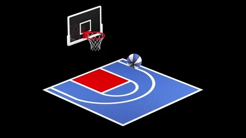 Tiny backyard basketball half court with ball and hoop. Stock Footage 251676771