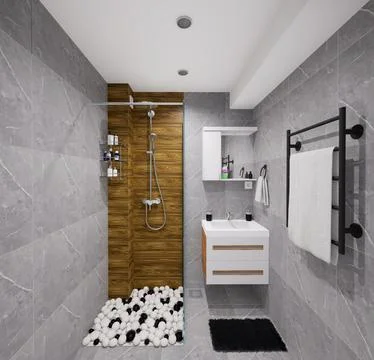 Tiny bathroom design in minimalist style Stock Illustration
