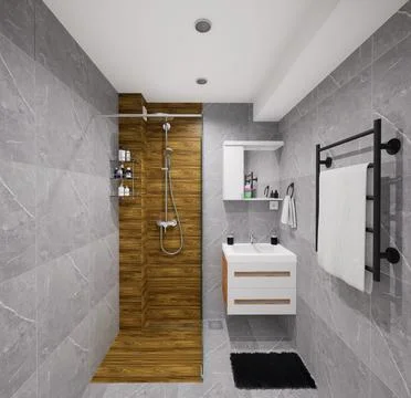 Tiny bathroom design in minimalist style Stock Illustration