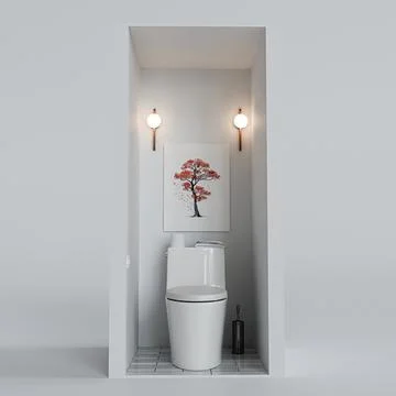 Tiny bathroom isolated on white background Stock Illustration