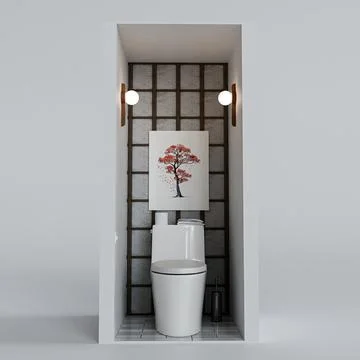 Tiny bathroom isolated on white background Stock Illustration