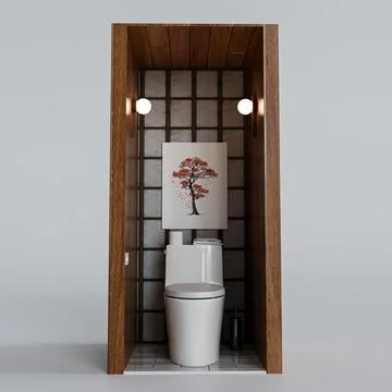 Tiny bathroom isolated on white background Stock Illustration