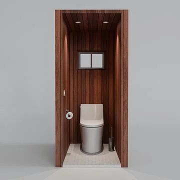 Tiny bathroom isolated on white background Stock Illustration
