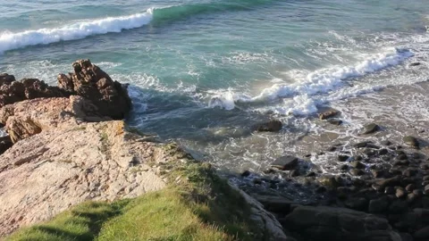 A tiny beach in north Spain, in the Cantabrian coast Stock Footage 239912987