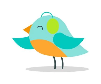 Tiny Bird with Blue Plumage in Warm Earpieces イラスト素材