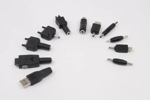 Tiny black connectors Stock Photos