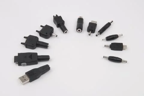 Tiny black connectors Foto stock