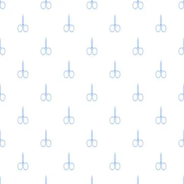 Tiny blue manicure scissors creating a seamless pattern Illustrazione stock