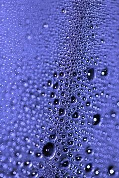 Tiny Bubbles on a Colour Background Condensation Blue Steam Water Stock Photos