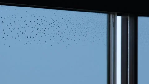 Tiny bubbles in glue between two glass panes Stock Footage 313289612