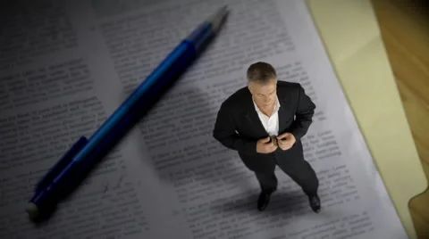 Tiny businessman standing on a legal document 库存影片 51662860