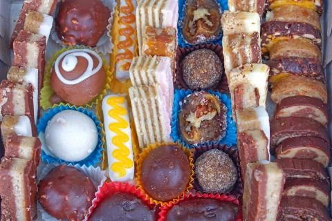 Tiny cakes dessert Stock Photos