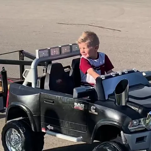 Tiny Car Towing Brother on Custom Trailer, Lehi, Utah, USA - 10 Jun 2019 Stock Footage 205193691