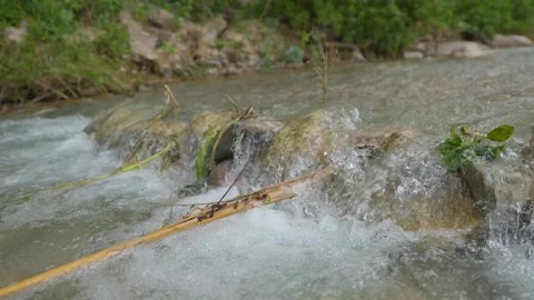 Tiny Cascading Waterfall Over Stones in Queretaro 556 Video stock 317352977