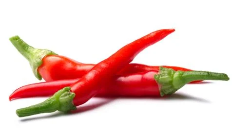 Tiny chili peppers, clipping paths Stock Photos