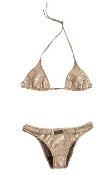 Tiny circles metalized belted bikini Stock Photos
