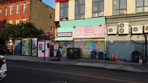 Tiny Cupboard Comedy Club Facade Graffiti Bushwick NYC Stock Footage 337459880