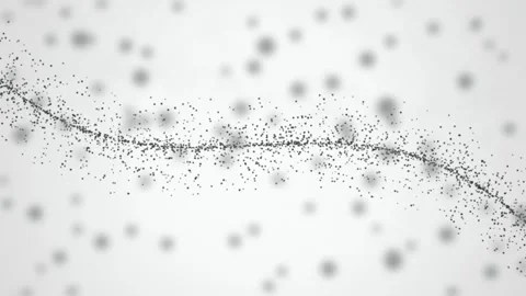 Tiny dark grey particles drift in a curved stream as a seamless loop 스톡 동영상 343115358
