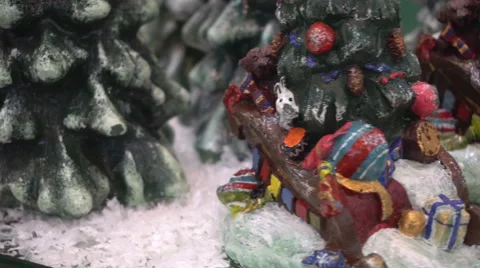 Tiny Decorative Spinning Fir Tree Candles Stock Footage 67617434