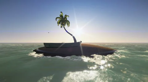 Tiny deserted island Stock Footage 24847194