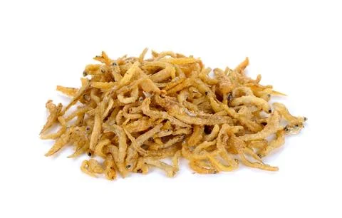 Tiny dried fish isolated on white background Stock Photos