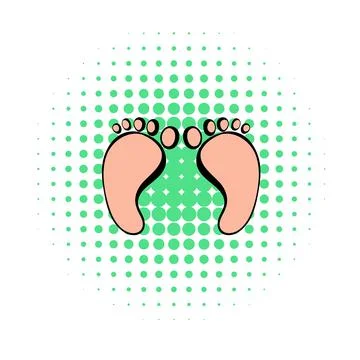 Tiny feet of newborn icon, comics style Stock Illustration
