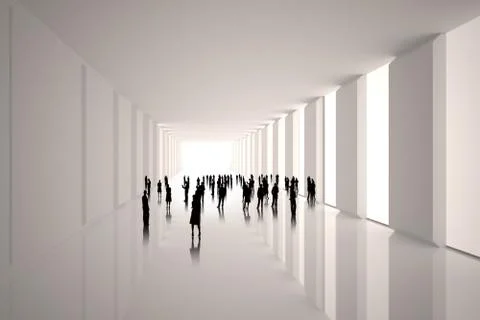 Tiny figures in bright room イラスト素材