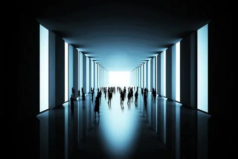 Tiny figures in dark room イラスト素材