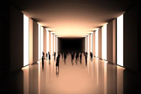 Tiny figures in dark room イラスト素材